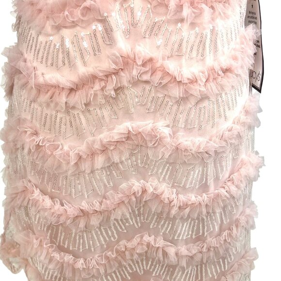 Speechless Blush Pink Sequin Tulle Layered Cocktail Mini Dress L Party Prom Hoco - Picture 4 of 14